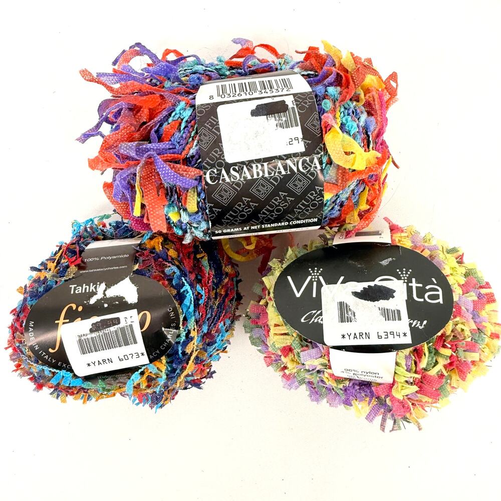 Novelty Yarn Lot 3 Skeins Tahki Fiona Viva Casablanca Multicolor Italy